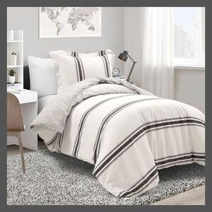 Lush Decor - Lush Décor 2pc Twin/Twin Extra Long Farmhouse Stri Black